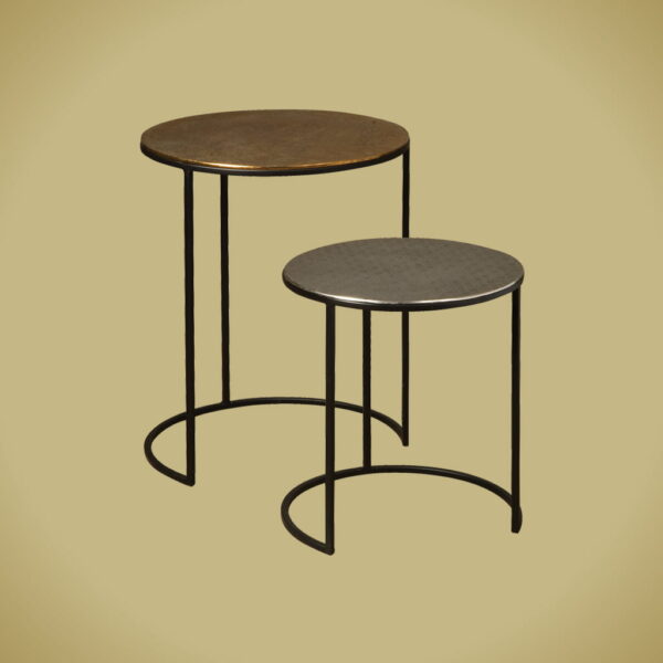 Iron side round table w alu top - Set van 2
Brass antique-pewter - matt black