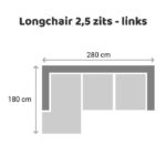 Longchair Maya 2,5 zits - links