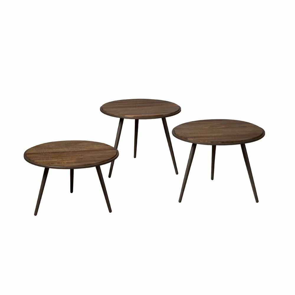 Turi table set (3) - 54x54/45/40/35 - recl. teak w-greyWeather grey - gun metal OP=OP