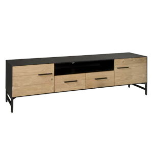 Lido TV stand 190 - 2 drs - 2 drwsOak veneer natural - metal gun metal OP=OP
