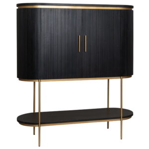Rivello Bar cabinet - 135x45x150Mango black olive & brass