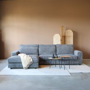 LECH Loungebank 3 Zits (voorstaand links) - Ribstof Lincoln 85N Grijs