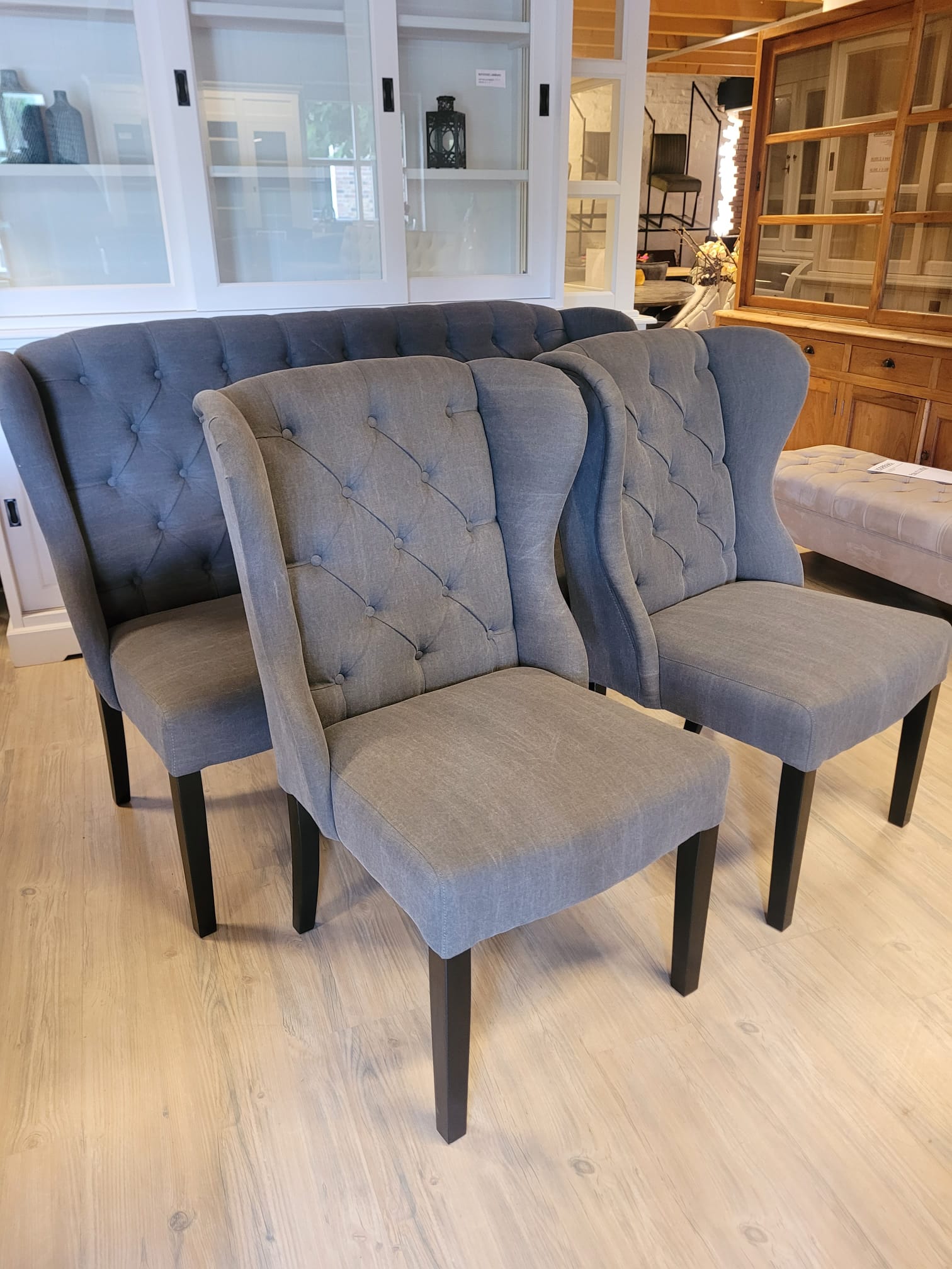VOORRAAD: Set 1 Eetkamerbank Daisy + 2 Eetkamerstoelen Daisy - Afbeelding 3