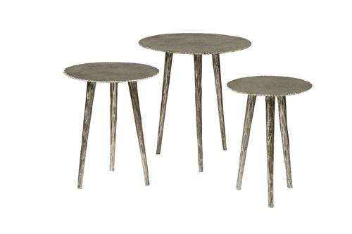 Alu side round table - Set van 3Nickel antique OP=OP - Afbeelding 2