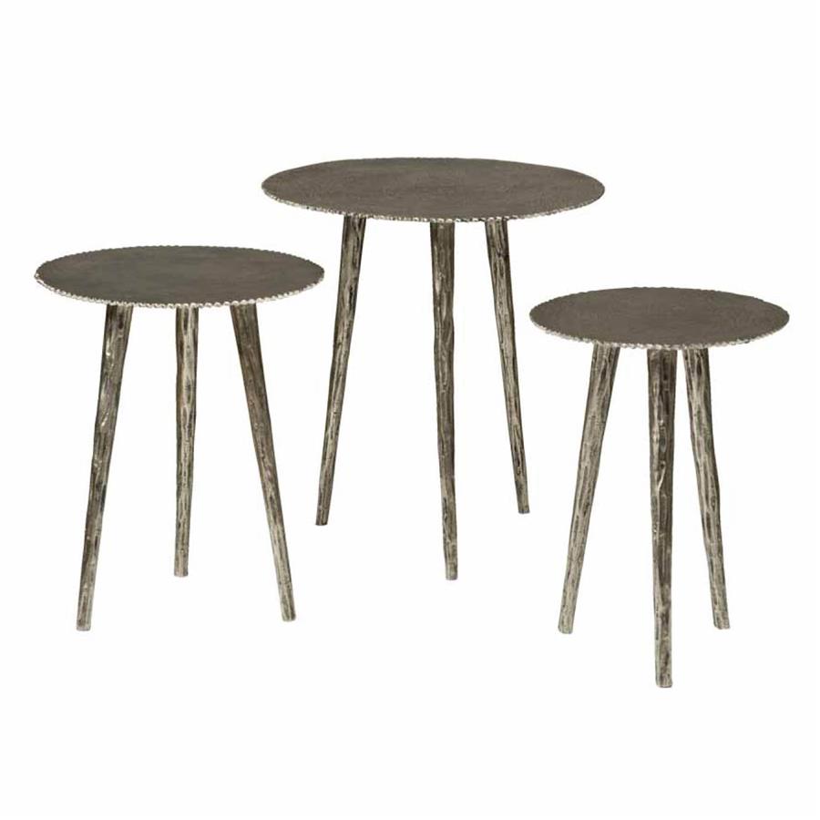 Alu side round table - Set van 3Nickel antique OP=OP - Afbeelding 3