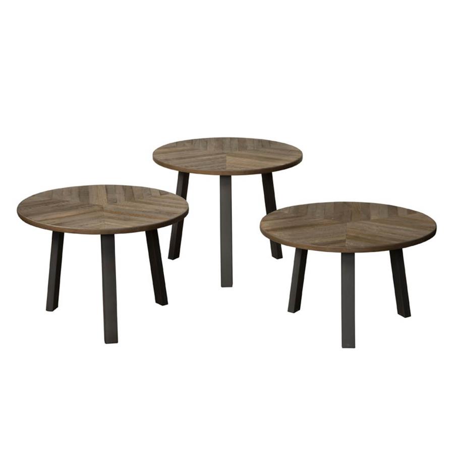 Lazio table set (3) - 54x54/45/40/35 - recl. teak w-greyWeather grey - gun metal OP=OP - Afbeelding 2