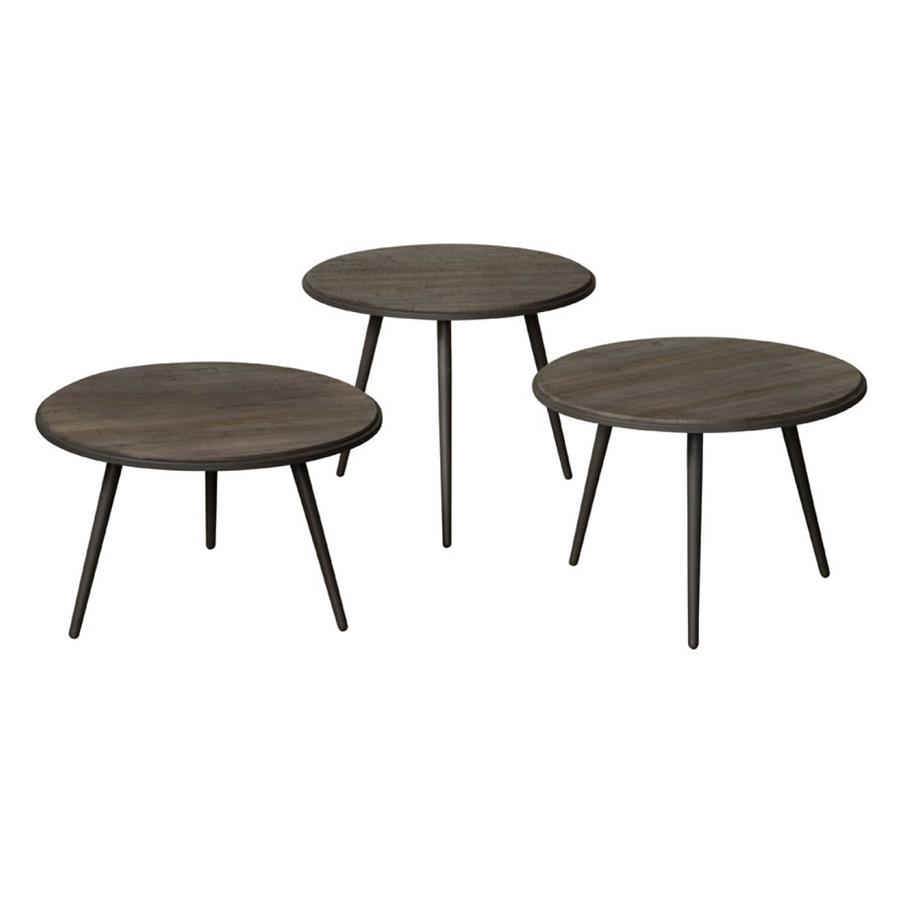 Turi table set (3) - 54x54/45/40/35 - recl. teak w-greyWeather grey - gun metal OP=OP - Afbeelding 3