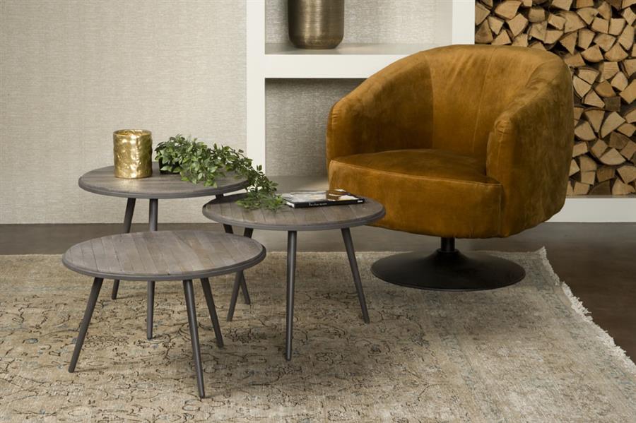 Turi table set (3) - 54x54/45/40/35 - recl. teak w-greyWeather grey - gun metal OP=OP - Afbeelding 4